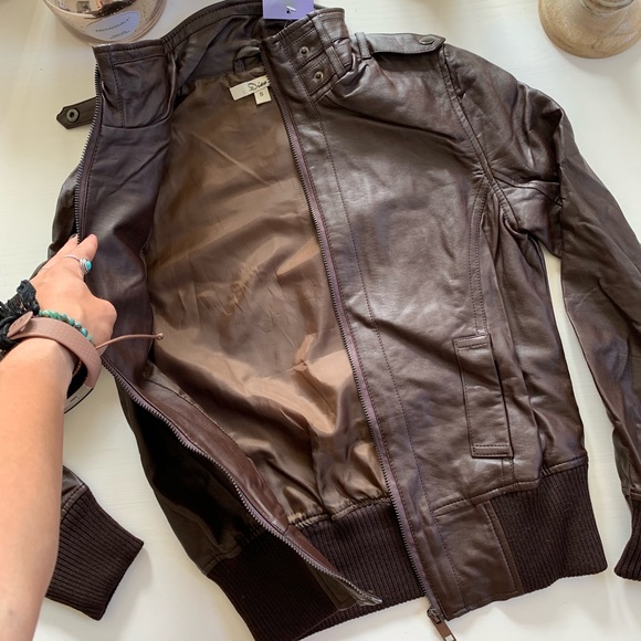 Chocolate Dark Brown Leather Jacket / Coat - Picture 4 of 8